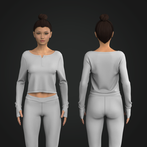 Ladies Henley Neckline Runner Sleeve Top Tech Pack