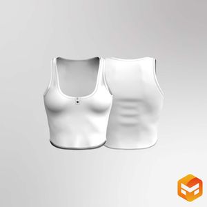 Ladies Henley Neckline Scallop Bottom Tank Top 3D Garment