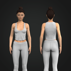 Ladies Henley Neckline Scallop Bottom Tank Top Tech Pack