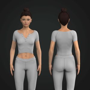 Ladies Henley Neckline Short Sleeve Crop Tee Tech Pack