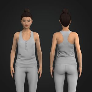 Ladies Henley Relaxed Tank Top Tech Pack