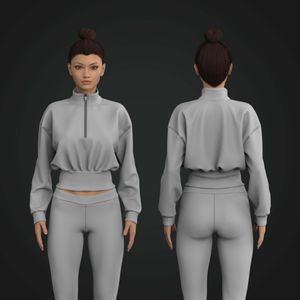 Ladies High Cadet Collar Half Zip Relaxed Sweater Tech Pack