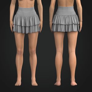 Ladies High Elasticated Waistband Ruffled Skirt Tech Pack
