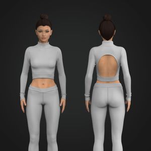 Ladies High Neck Back Cut Out Crop Top Tech Pack