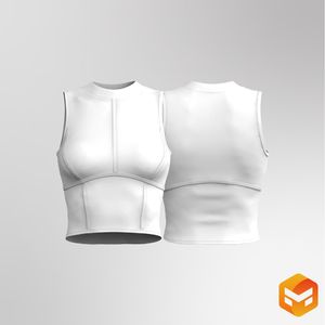 Ladies High Neck Contouring Waist Length Tank Top 3D Garment