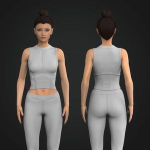 Ladies High Neck Contouring Waist Length Tank Top Tech Pack
