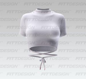Ladies High Neck Criss Cross Strap Crop Tee Smart Mockup