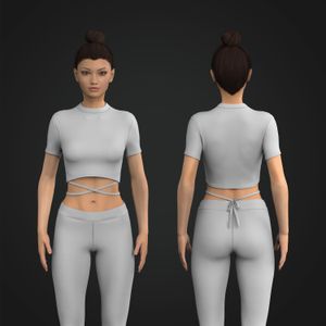 Ladies High Neck Criss Cross Strap Crop Tee Tech Pack