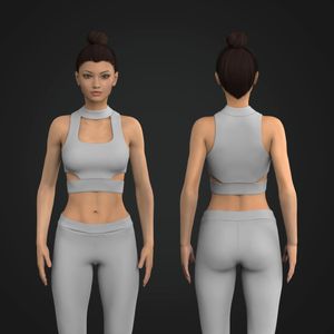 Ladies High Neck Cut Out Racer Back Crop Bra Tech Pack