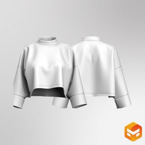Ladies High Neck Drop Shoulder 3/4 Length Sleeve Shirt - 3D Garment