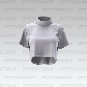 Ladies High Neck Drop Shoulder Crop Tee Smart Mockup