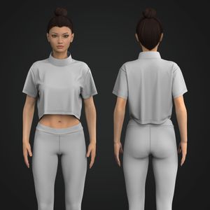 Ladies High Neck Drop Shoulder Crop Tee Tech Pack