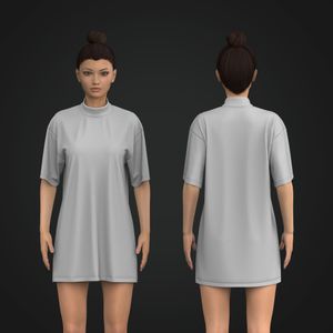 Ladies High Neck Drop Shoulder Relaxed Shirt Dress Tech Pack