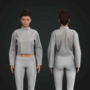 Ladies High Neck Flared Crop Sweater