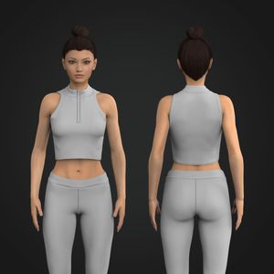 Ladies High Neck Half Zip Crop Tank Top Tech Pack