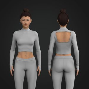 Ladies High Neck Hollow Out Back Runner Sleeve Tee Tech Pack