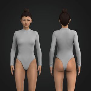 Ladies High Neck Long Sleeve Bodysuit