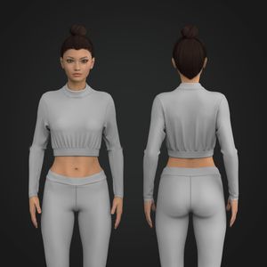 Ladies High Neck Long Sleeve Crop Top