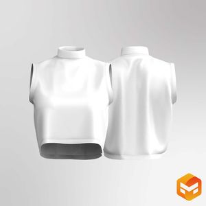 Ladies High Neck Oversized Crop Tank Top 3D Garment