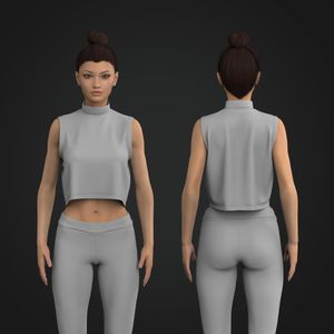 Ladies High Neck Oversized Crop Tank Top Tech Pack