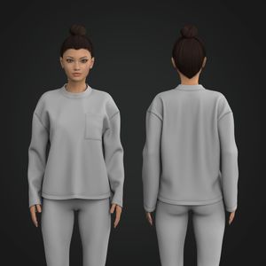 Ladies High Neck Oversized Knuckle Length Sweatshirt Tech Pack