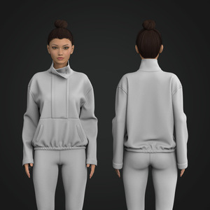 Ladies High Neck Quarter Zip Oversized Sweater Tech Pack