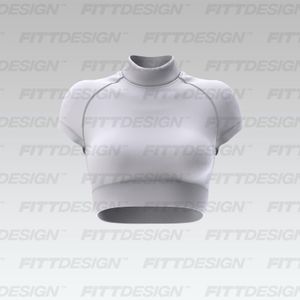 Ladies High Neck Raglan Cap Sleeve Crop Tee Smart Mockup