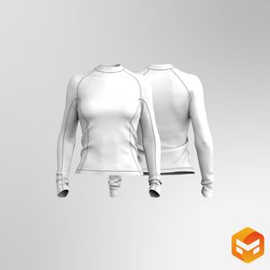 Ladies High Neck Raglan Long Sleeve Rashguard 3D Garment