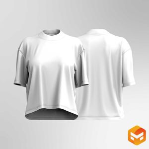 Ladies High Neck Relaxed Drop Shoulder Tee - 3D Garment