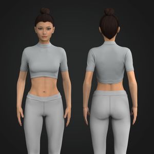 Ladies High Neck Set In Sleeve Fitted Crop Tee Tech Pack