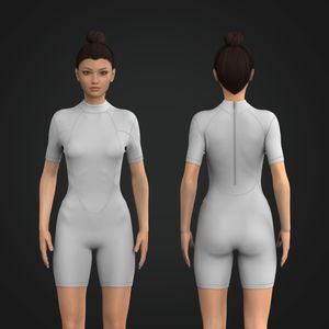 Ladies High Neck Short Sleeve 6.00 Inch Inseam Scuba Suit Tech Pack