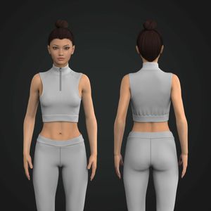 Ladies High Neck Zip Up Ribbed Tank Top