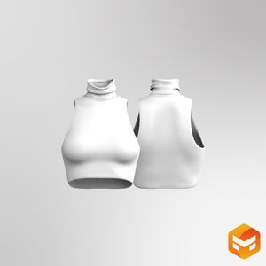 Ladies High Neckline Fitted Crop Tank Top 3D Garment