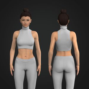 Ladies High Neckline Fitted Crop Tank Top Tech Pack