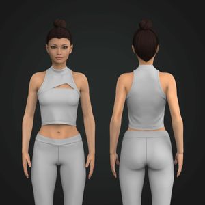 Ladies High Neckline Front Cut Out Racer Back Crop Bra Tech Pack