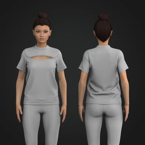 Ladies High Neckline Front Cut Out Relaxed Tee Tech Pack
