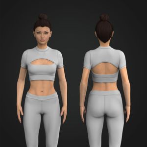 Ladies High Neckline Front Cut Out Short Sleeve Crop Tee Tech Pack