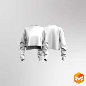 Ladies High Neckline Knuckle Length Oversized Crop Sweater 3D Garment