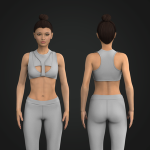 Ladies High Neckline Overlapping Cut Out Gathered Front Micro Bra Tech Pack