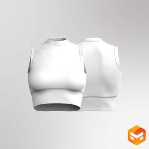 Ladies High Neckline Wide Waistband Crop Bra 3D Garment