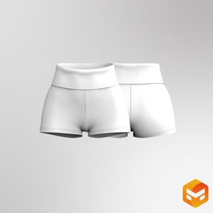 Ladies High Rise Folded Waistband 2.00 Inch Inseam Shorts 3D Garment