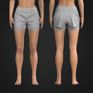 Ladies High Waisted 2.50 Inch Inseam Layered Shorts Tech Pack