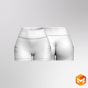 Ladies High Waisted 3.00 Inch Inseam Ruching Biker Shorts 3D Garment