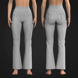 Ladies High Waisted Cargo Pocket Flared Leggings Tech Pack