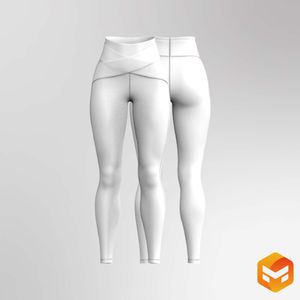 Ladies High Waisted Criss Cross Waistband 25.00 Inch Inseam Leggings 3D Garment
