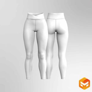Ladies High Waisted Cross Over Leggings - 3D Garment