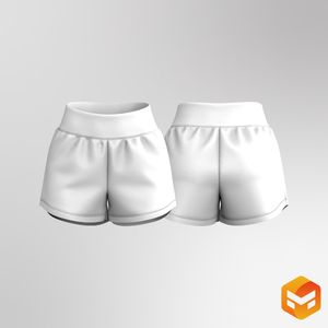 Ladies High Waisted Curved Hem Shorts 3D Garment
