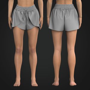 Ladies High Waisted Elasticated Tulip Overlapping Hem Shorts