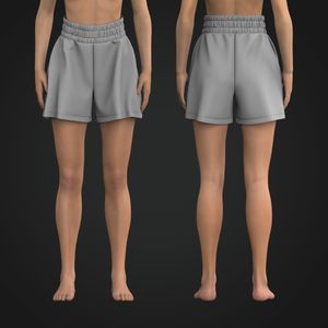 Ladies High Waisted Elasticated Waistband 5.00 Inch Inseam Relaxed Shorts Tech Pack