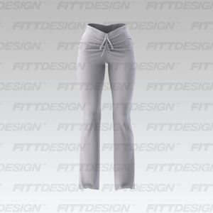 Ladies High Waisted Front Ruching Flared Leggings Smart Mockup